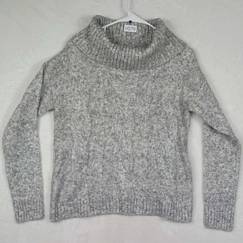 Marled Reunited Clothingโ Grey Cable Knit Cowl Neck Sweater XS Mixed Knit Cozy